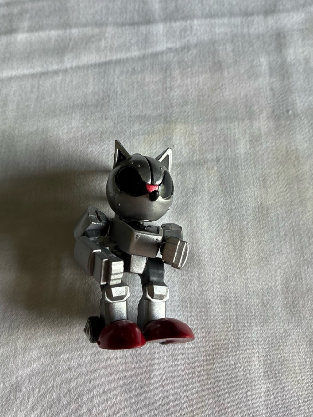 Silver Robot Pet Figurine with Red Shoes From Sonic